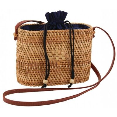 Borsa a secchiello in rattan trapuntato-SFA3520C