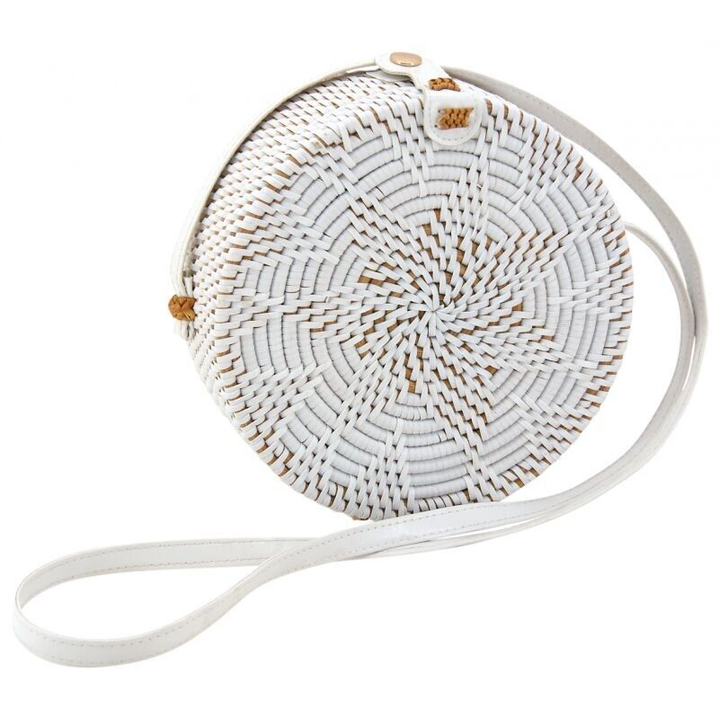 Borsa tonda in rattan piquet-SFA3580C