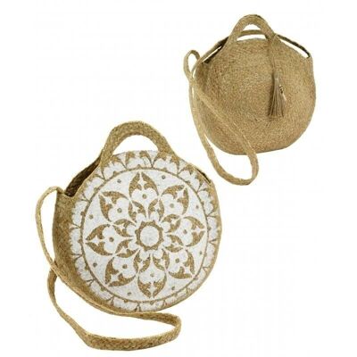 Natural and dyed jute round bag-SFA3700