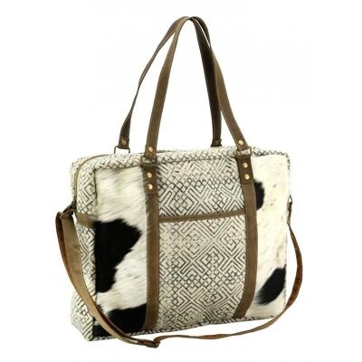 Messenger bag in cotton and cowhide-SFA3760C
