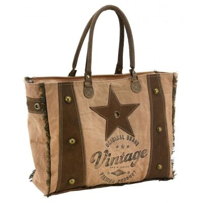 Bag in cotton and buffalo leather Vintage-SFA3780C