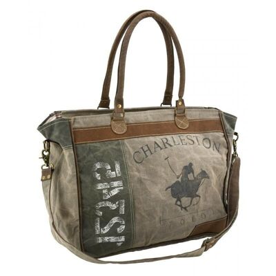 Borsa in cotone e pelle di bufalo Charleston-SFA3800C