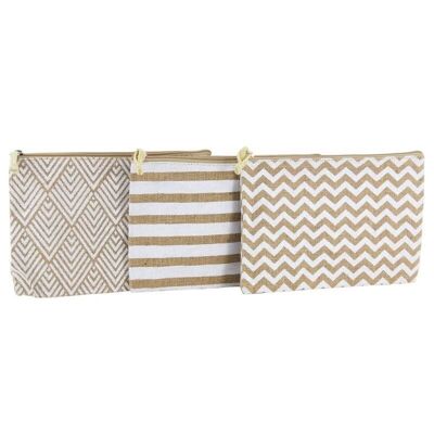 Pochette en jute naturel et blanc-SFA3890