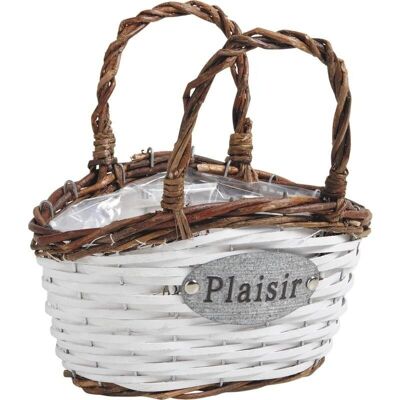 Basket in raw wicker and lacquered wood-SFL1230P