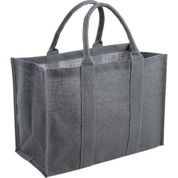 Sac en jute plastifiée gris-SMA3650