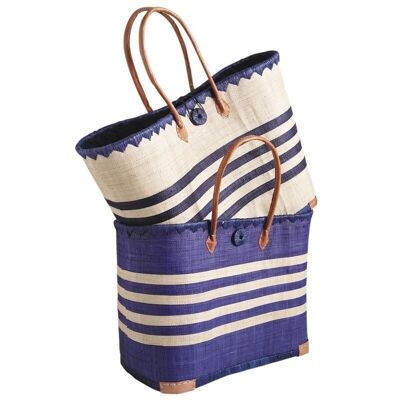Blue striped raffia bag-SMA3710C