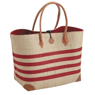Red striped raffia bag-SMA3720C