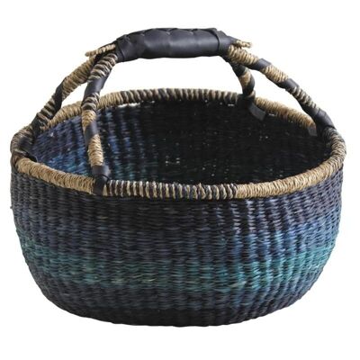 Sahel basket in blue tinted rush-SMA3830