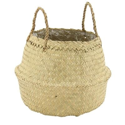 Bolso redondo de junco natural-SMA3873