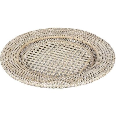 Rattan plate white-TAS1140