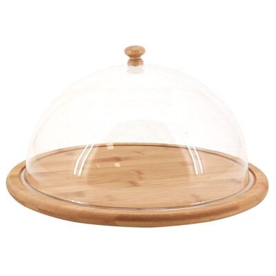 Bamboo round tray with bell-TCL1380