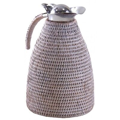 Thermos in stainless steel and antique rattan-TDI2550