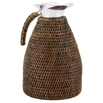 Thermos in stainless steel and antique rattan-TDI2560