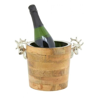 Deer champagne bucket in wood and aluminum-TDI2630