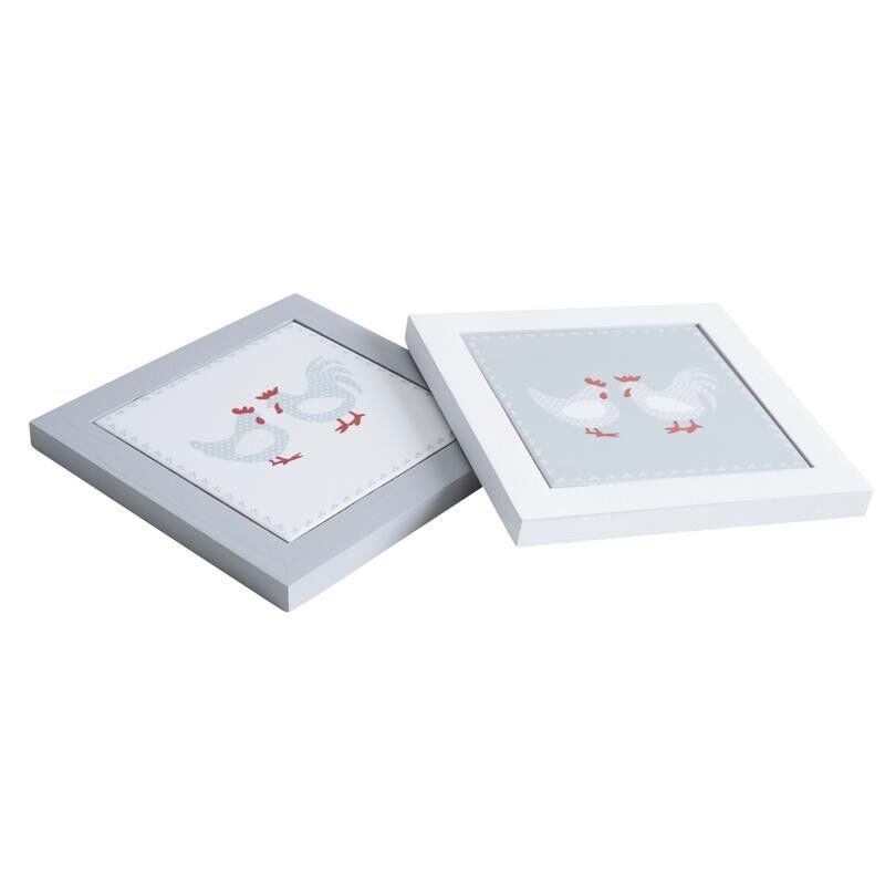 Ceramic and wood hen trivet-TDP1630