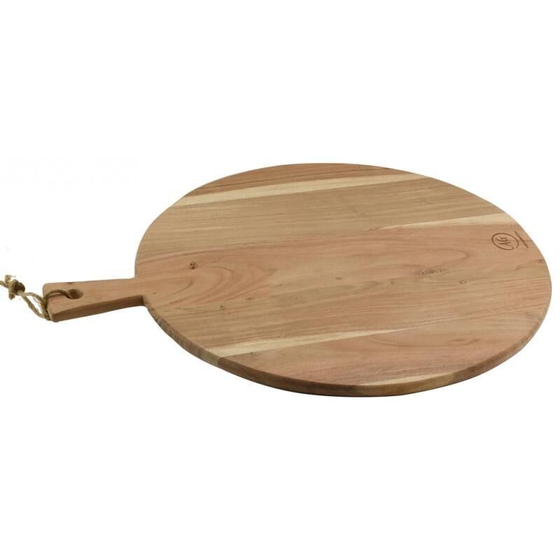 Tagliere tondo in acacia naturale e juta-TPD1360