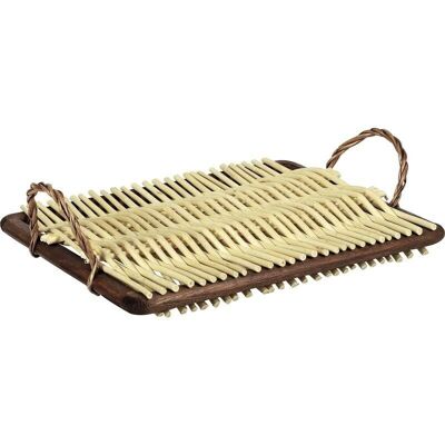White wicker and wood cheese board-TPF1530
