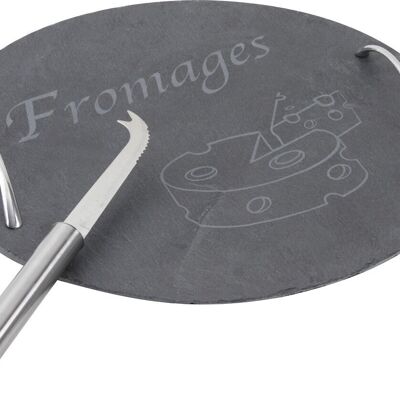 Plateau à fromages ardoise avec couteau-TPF1610