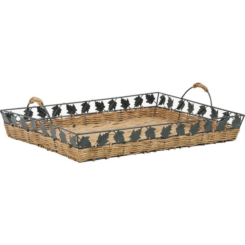 Rattan and metal tray-TPL1460