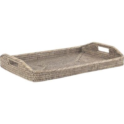 White patinated rattan tray-TPL2330