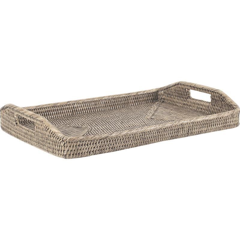 Tablett aus weiß patiniertem Rattan-TPL2330