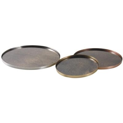 Round trays in patinated metal and glass-TPL312SV