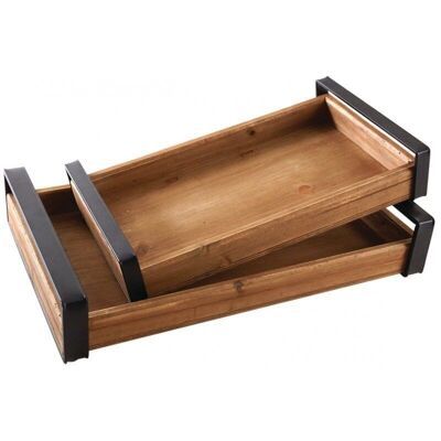 Wooden trays modern metal handles-TPL332S