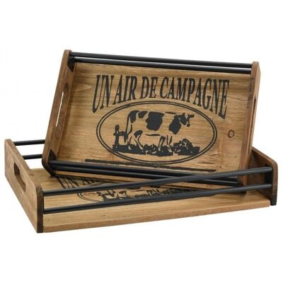 Wood and metal trays Un air de campagne-TPL340S