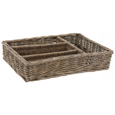 Gray wicker cutlery tray-TRC1220