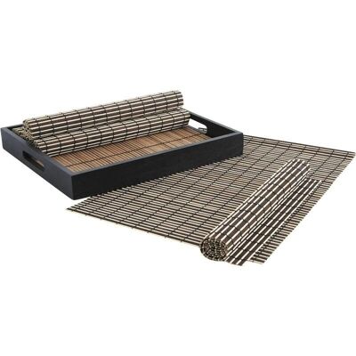 Set of 6 bamboo placemats + 1 tray-TST159S
