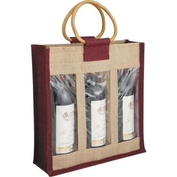 Sac 3 bouteilles en jute-VBO1603