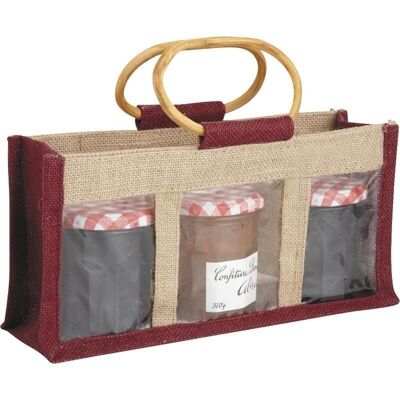 Dyed jute bag 3 compartments-VBO1640