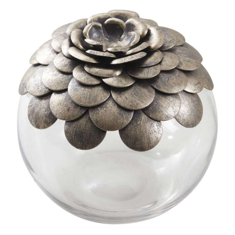 Tannenzapfentruhe aus Glas und Metall-VBT2730V