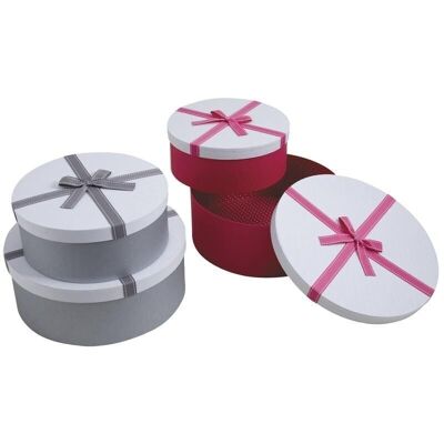 Round cardboard gift box with bow-VBT2811