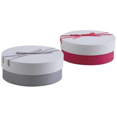 Round cardboard gift box with bow-VBT2900