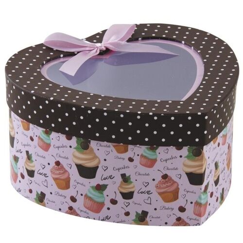 Boîte coeur en carton Cupcakes-VBT3000