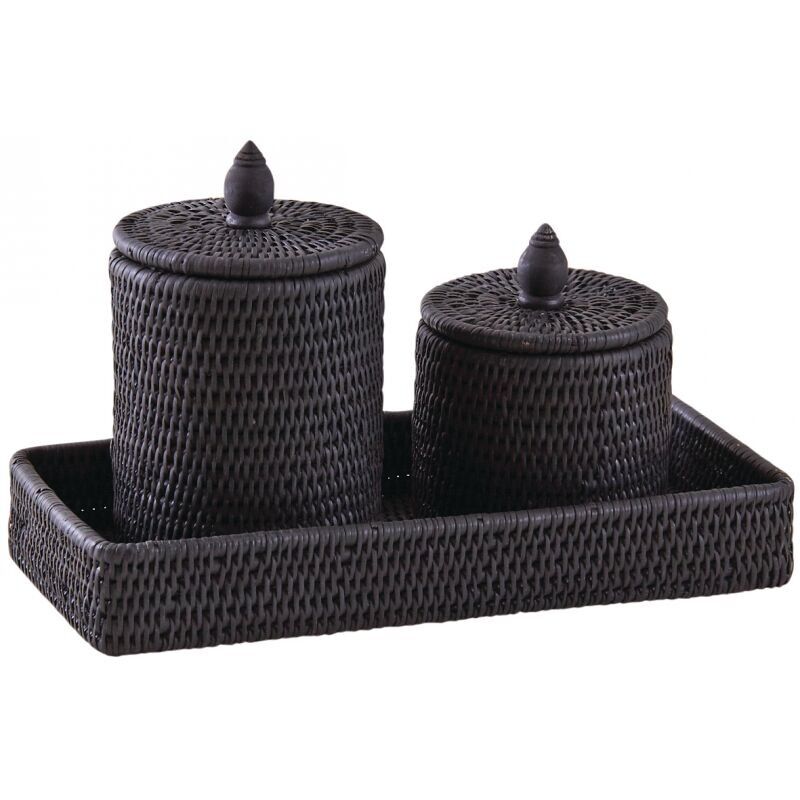 Lacquered rattan storage boxes and tray set-VBT313S