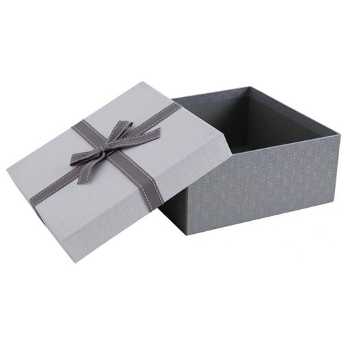 Boite en carton grise et carré avec noeud-VBT3360