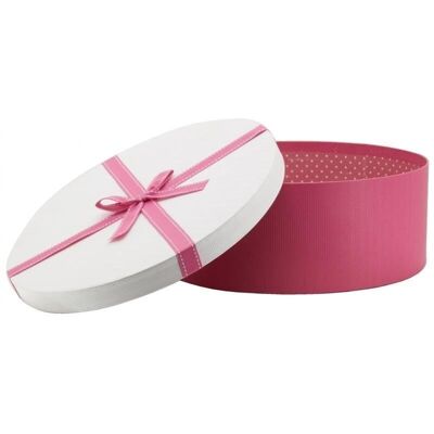 Pink and round cardboard box with bow large model-VBT3392
