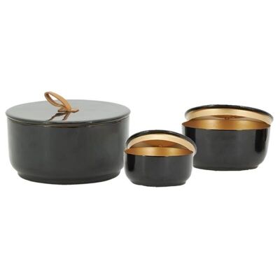 Round boxes in black lacquered metal-VBT344S
