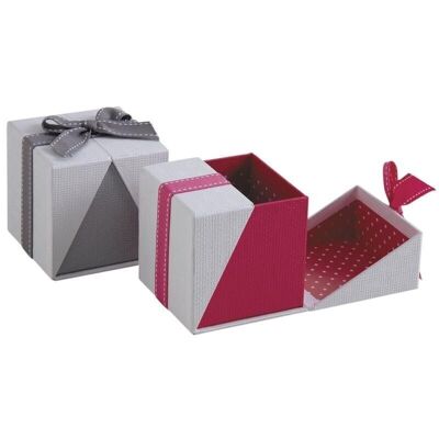 Square cardboard gift box with bow-VCF1620