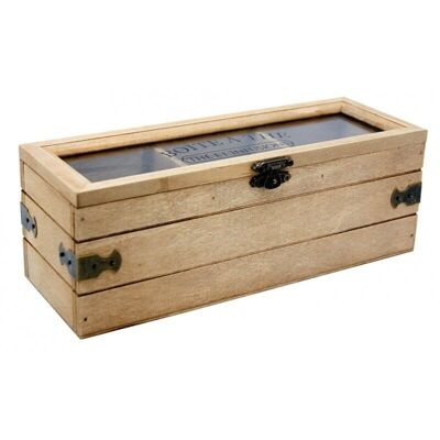 Caja de té 3 compartimentos en madera y cristal Té e infusiones-VCP1270V