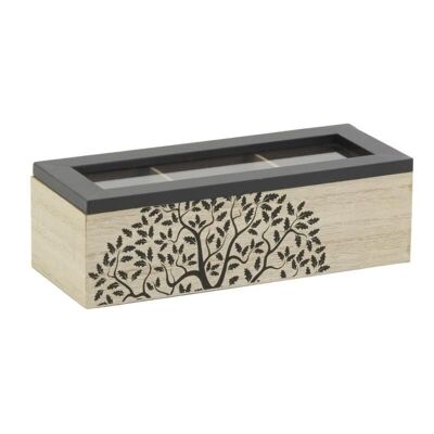 Tea box 3 compartments in stained wood-VCP1280V