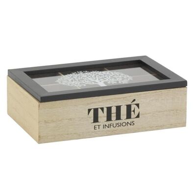 Tea box 6 compartments in stained wood-VCP1290V