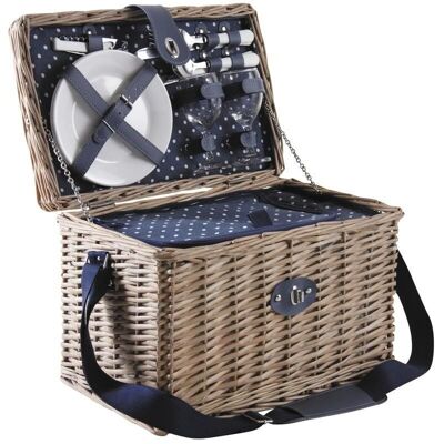 Gray tinted wicker picnic suitcase-VPI1320C
