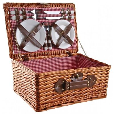 Honey stained wicker picnic suitcase-VPI1370C
