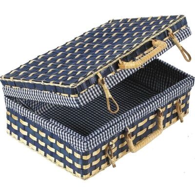 Bamboo suitcase with gingham lining-VVA1142C