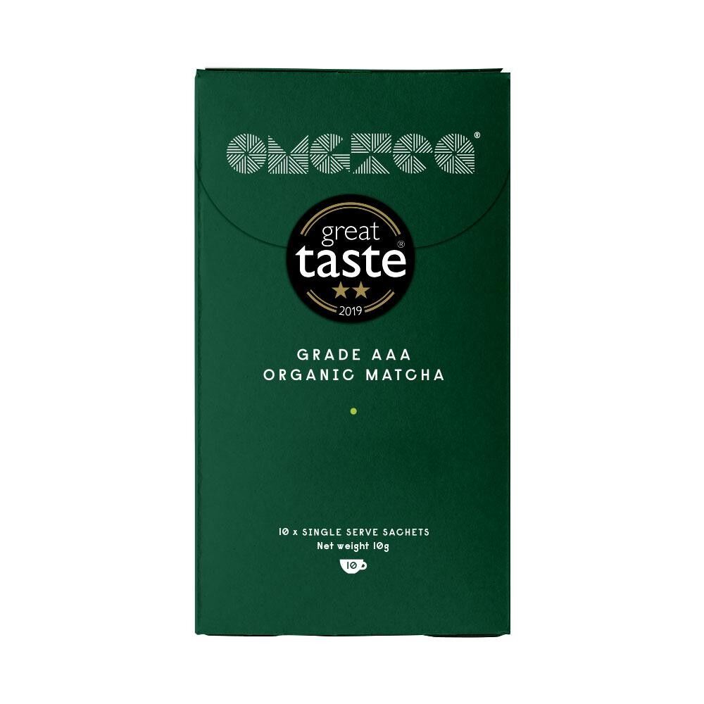 OMGTEA AAA Grade Organic Matcha Green Tea - Caja de bolsitas de una sola porción - Great Taste Winner 2022. Contiene 10 bolsitas