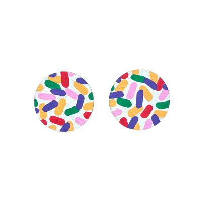 Confetti large studs circle hand painted earrings