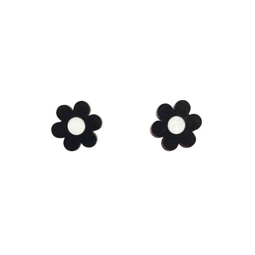 Midi daisy stud black eco friendly earrings